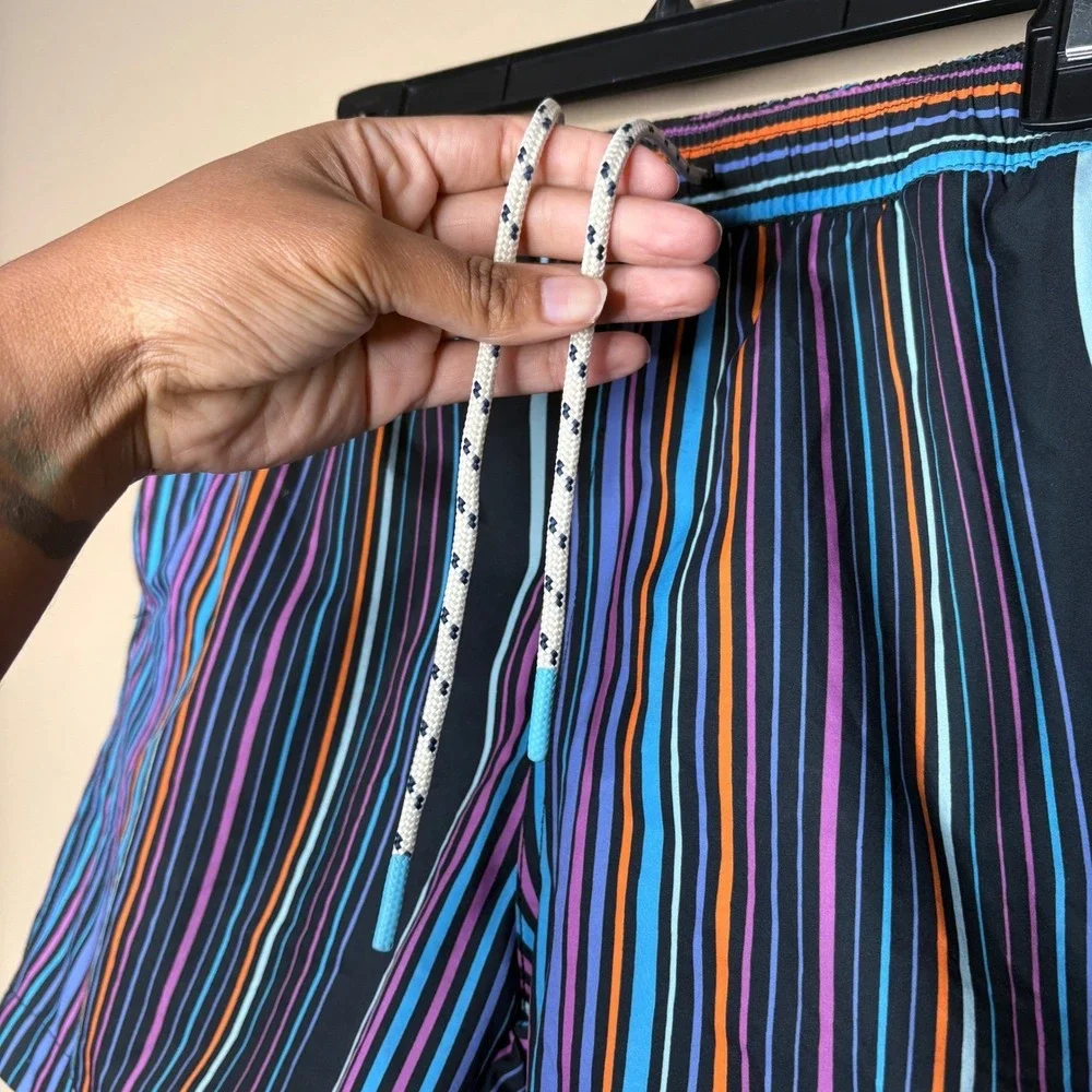 Psycho Bunny Adkins Mens Medium Striped Swim Trunks Lined Summer Vacation